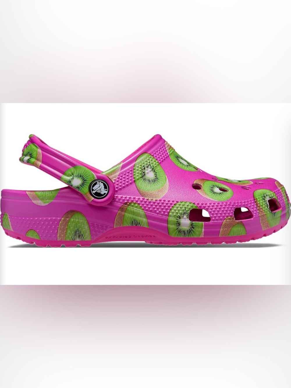 Crocs Hyper Real Kiwi Pink Clogs Jibbitz Women’s 7 Men’s 5 Rare Fruit Summer